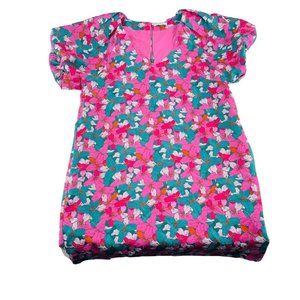 Jade Melody Tam Anthropologie Women's sz Large Dress Pink & Green Floral Dress